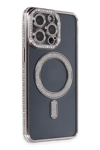 Apple iPhone 14 Pro Kılıf Joke Simli Magneticsafe Kılıf - Gri