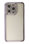 Apple iPhone 14 Pro Kılıf Joke Taşlı Silikon - Mor