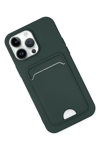 Apple iPhone 14 Pro Kılıf Kelvin Kartvizitli Silikon - Koyu Yeşil