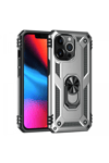 Apple iPhone 14 Pro Kılıf Sofya Yüzüklü Silikon Kapak - Gümüş