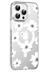 Apple iPhone 14 Pro Max Floral Magsafe Kapak - Beyaz