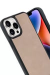 Apple iPhone 14 Pro Max Kılıf Aras Deri Kapak - Pudra