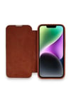 Apple iPhone 14 Pro Max Kılıf Dolpin Kapaklı - Kahverengi
