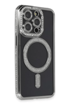 Apple iPhone 14 Pro Max Kılıf Joke Simli Magneticsafe Kılıf - Gri