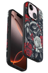 Apple iPhone 15 Flower Series Magsafe Kapak - Siyah