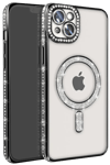 Apple iPhone 15 Kılıf Joke Simli Magneticsafe Kılıf - Siyah