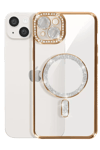 Apple iPhone 15 Kılıf Joke Simli Magneticsafe Kılıf - Gold