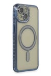 Apple iPhone 15 Kılıf Joke Simli Magneticsafe Kılıf - Lacivert