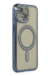 Apple iPhone 15 Kılıf Joke Simli Magneticsafe Kılıf - Lacivert
