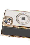 Apple iPhone 15 Kılıf Joke Simli Magneticsafe Kılıf - Gold