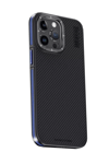 Apple iPhone 15 Pro Kılıf Aramid 600D Kevlar Karbon Fiber Magsafe Kapak - Lacivert