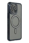 Apple iPhone 15 Pro Kılıf Joke Simli Magneticsafe Kılıf - Lacivert