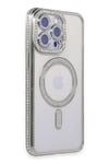 Apple iPhone 15 Pro Kılıf Joke Simli Magneticsafe Kılıf - Gümüş