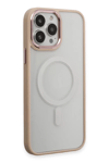 Apple iPhone 15 Pro Kılıf Room Magneticsafe Silikon - Pudra