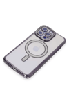 Apple iPhone 15 Pro Max Kılıf Joke Simli Magneticsafe Kılıf - Derin Mor
