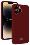 Apple iPhone 15 Pro Max Kılıf Kelvin Kartvizitli Silikon - Bordo