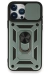 Apple iPhone 15 Pro Max Kılıf Pars Lens Yüzüklü Silikon - Yeşil