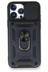 Apple iPhone 15 Pro Max Kılıf Pars Lens Yüzüklü Silikon - Lacivert
