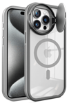 Apple iPhone 15 Pro Max Kılıf Teleskop Lens Magsafe Silikon Kapak - Titan Gri