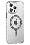 Apple iPhone 15 Pro Move Taşlı Magsafe Kapak - Siyah