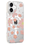 Apple iPhone 16 Floral Magsafe Kapak - Pembe