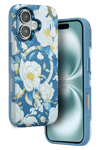 Apple iPhone 16 Flower Series Magsafe Kapak - Mavi