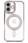 Apple iPhone 16 Kılıf Joke Simli Magneticsafe Kılıf - Pembe