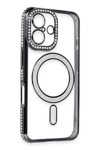 Apple iPhone 16 Kılıf Joke Simli Magneticsafe Kılıf - Siyah