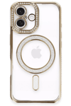 Apple iPhone 16 Kılıf Joke Simli Magneticsafe Kılıf - Gold