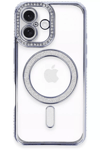 Apple iPhone 16 Kılıf Joke Simli Magneticsafe Kılıf - Mavi