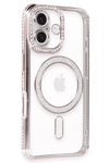 Apple iPhone 16 Kılıf Joke Simli Magneticsafe Kılıf - Pembe