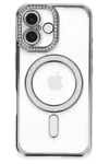 Apple iPhone 16 Kılıf Joke Simli Magneticsafe Kılıf - Gri