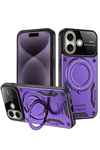 Apple iPhone 16 Kılıf Joy Lens Standlı Kapak - Mor