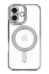 Apple iPhone 16 Plus Kılıf Joke Simli Magneticsafe Kılıf - Gümüş