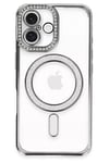 Apple iPhone 16 Plus Kılıf Joke Simli Magneticsafe Kılıf - Gri