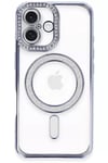 Apple iPhone 16 Plus Kılıf Joke Simli Magneticsafe Kılıf - Mavi