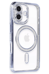 Apple iPhone 16 Plus Kılıf Joke Simli Magneticsafe Kılıf - Mavi