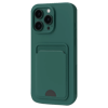 Apple iPhone 16 Plus Kılıf Kelvin Kartvizitli Silikon - Koyu Yeşil