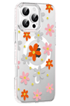 Apple iPhone 16 Pro Floral Magsafe Kapak - Turuncu
