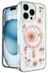 Apple iPhone 16 Pro Kılıf Daisy Simli Magsafe Kapak - Pembe