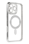 Apple iPhone 16 Pro Kılıf Joke Simli Magneticsafe Kılıf - Gümüş