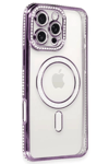 Apple iPhone 16 Pro Kılıf Joke Simli Magneticsafe Kılıf - Derin Mor