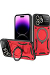 Apple iPhone 16 Pro Kılıf Joy Lens Standlı Kapak - Kırmızı