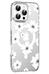 Apple iPhone 16 Pro Max Floral Magsafe Kapak - Beyaz