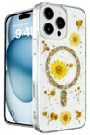 Apple iPhone 16 Pro Max Kılıf Daisy Simli Magsafe Kapak - Gold