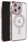 Apple iPhone 16 Pro Max Kılıf Joke Simli Magneticsafe Kılıf - Pembe