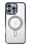 Apple iPhone 16 Pro Max Kılıf Joke Simli Magneticsafe Kılıf - Lacivert