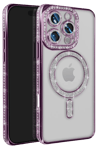 Apple iPhone 16 Pro Max Kılıf Joke Simli Magneticsafe Kılıf - Derin Mor