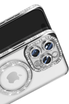 Apple iPhone 16 Pro Max Kılıf Joke Simli Magneticsafe Kılıf - Gümüş