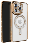 Apple iPhone 16 Pro Max Kılıf Joke Simli Magneticsafe Kılıf - Gold